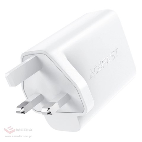 Acefast ładowarka sieciowa GaN (wtyczka UK) 2x USB Typ C 50W, Power Delivery, PPS, Q3 3.0, AFC, FCP czarny (A32 UK)