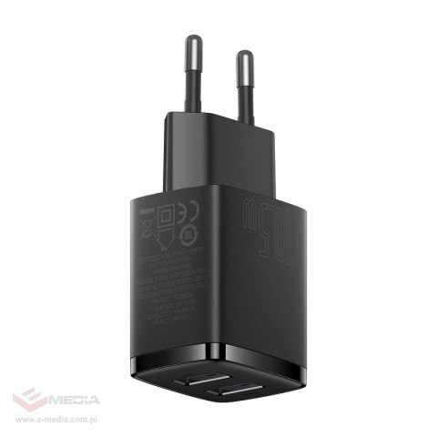 Baseus Compact ładowarka sieciowa 2x USB 10.5W czarny (CCXJ010201)