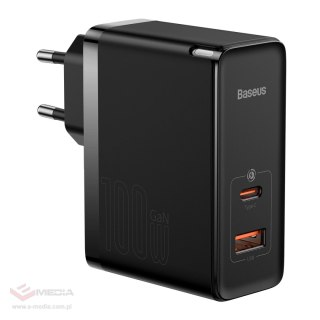 Baseus GaN5 Pro szybka uniwersalna ładowarka sieciowa GaN USB Typ C / USB 100W PD3.0, QC4.0+, AFC czarny (CCGP090201)