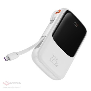 Baseus Qpow powerbank 10000mAh wbudowany kabel USB Typu C 22.5W Quick Charge SCP AFC FCP biały (PPQD020102)