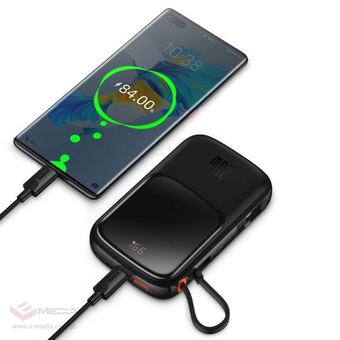 Baseus Qpow powerbank 10000mAh wbudowany kabel USB Typu C 22.5W Quick Charge SCP AFC FCP biały (PPQD020102)