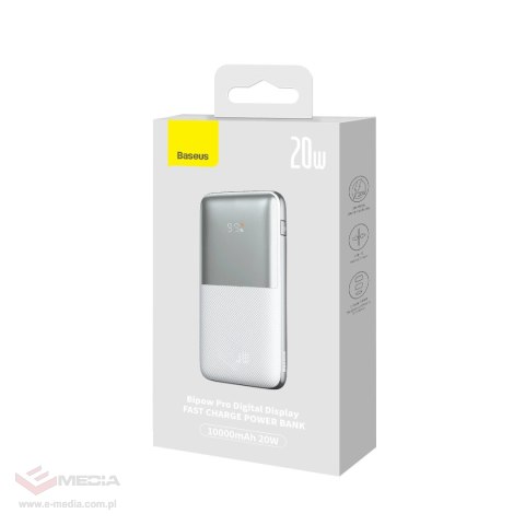 Powerbank Baseus Bipow Pro 10000mAh 20W biały z kablem USB Typu A - USB Typu C 3A 0.3m (PPBD040202)