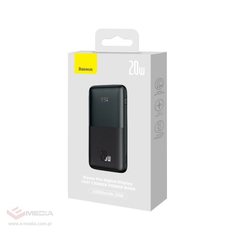 Powerbank Baseus Bipow Pro 10000mAh 20W czarny z kablem USB Typu A - USB Typu C 3A 0.3m (PPBD040201)