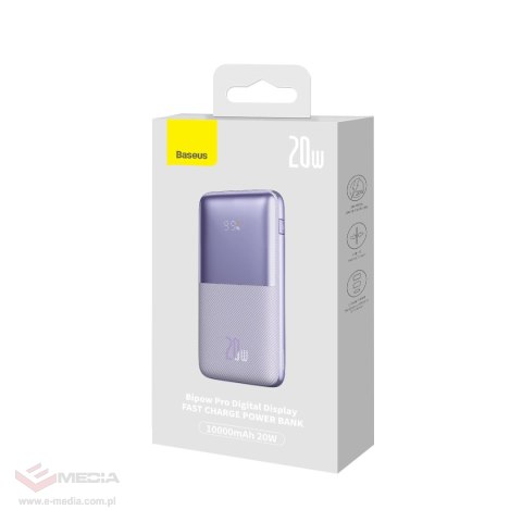 Powerbank Baseus Bipow Pro 10000mAh 20W fioletowy z kablem USB Typu A - USB Typu C 3A 0.3m (PPBD040205)