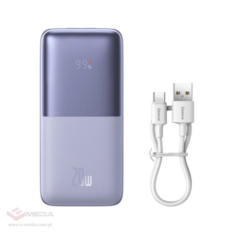 Powerbank Baseus Bipow Pro 10000mAh 20W fioletowy z kablem USB Typu A - USB Typu C 3A 0.3m (PPBD040205)