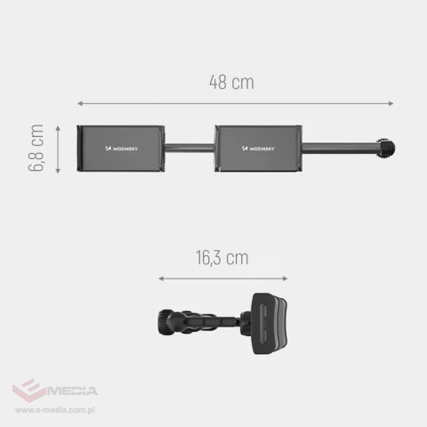 Wozinsky podwójny uchwyt na telefon do samochodu na zagłówek czarny (WTHBK1)
