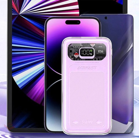 Acefast powerbank 10000mAh Sparkling Series szybkie ładowanie 30W fioletowy (M1)