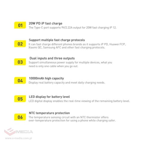 Baseus Bipow powerbank z szybkim ładowaniem 10000mAh 20W czarny (Overseas Edition) + kabel USB-A - Micro USB 0.25m czarny (PPBD0