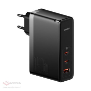 Baseus GaN5 Pro szybka ładowarka 2xUSB-C+USB 140W EU czarna (CCGP100201)