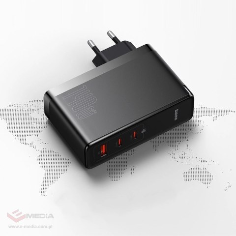 Baseus GaN5 Pro szybka ładowarka 2xUSB-C+USB 140W EU czarna (CCGP100201)