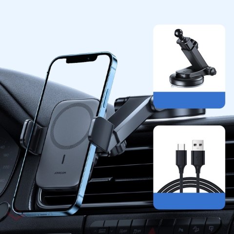 Joyroom uchwyt na telefon do samochodu z ładowarką indukcyjną Qi 15W (kompatybilną z MagSafe) na deskę rozdzielczą (JR-ZS295)