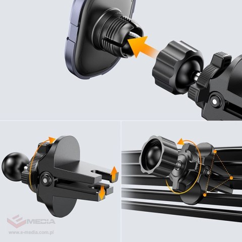 Joyroom uchwyt samochodowy magnetyczny do telefonu na kratkę wentylacyjną szary (JR-ZS311)