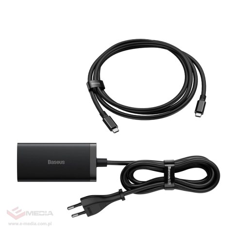 Ładowarka sieciowa GaN5 Baseus CCGP110201 HUB HDMI 2x USB-C / USB-A / HDMI 4K 30Hz 1,5m - czarna + kabel USB-C - USB-C 100W 1m