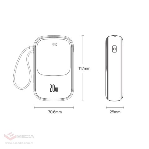 Powerbank 10000mAh 20W Baseus Qpow Pro Overseas Edition + kabel USB C 3A - czarny