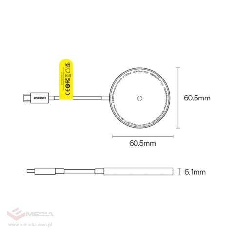 Baseus Simple Mini3 ładowarka magnetyczna MagSafe Qi 15W fioletowa