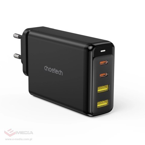 Choetech ładowarka GaN 140W 4 porty (2x USB C, 2x USB) czarna (PD6005)