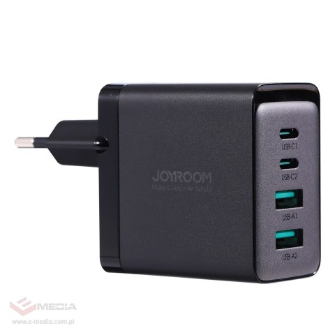 Joyroom ładowarka GaN 67W 4 porty (2x USB, 2x USB C) czarna (TCG02) + kabel USB C - USB C 100W 1.2m