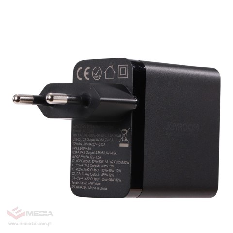Joyroom ładowarka GaN 67W 4 porty (2x USB, 2x USB C) czarna (TCG02) + kabel USB C - USB C 100W 1.2m