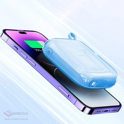 Joyroom powerbank 10000mAh Jelly Series 22.5W z wbudowanym kablem Lightning niebieski (JR-L003)