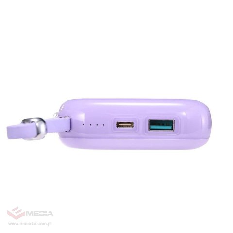 Joyroom powerbank 10000mAh Jelly Series 22.5W z wbudowanym kablem USB C fioletowy (JR-L002)