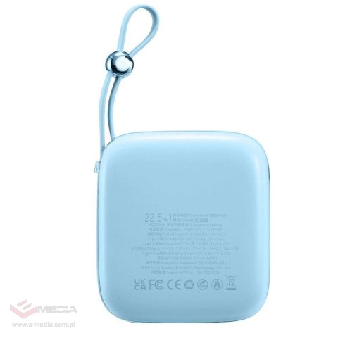 Joyroom powerbank 10000mAh Jelly Series 22.5W z wbudowanym kablem USB C niebieski (JR-L002)