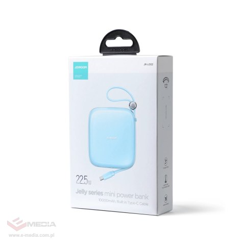 Joyroom powerbank 10000mAh Jelly Series 22.5W z wbudowanym kablem USB C niebieski (JR-L002)