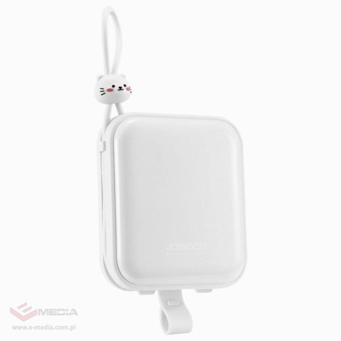 Joyroom powerbank z kablami USB C i Lightning oraz podstawką Cutie Series 10000mAh 22.5W biały (JR-L008)