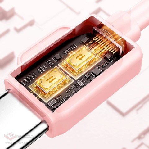 Joyroom powerbank z kablami USB C i Lightning oraz podstawką Cutie Series 10000mAh 22.5W różowy (JR-L008)