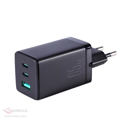 Joyroom szybka ładowarka GaN 65W USB-A, 2x USB-C czarna + kabel USB-C - USB-C 100W 1.2m (TCG01)