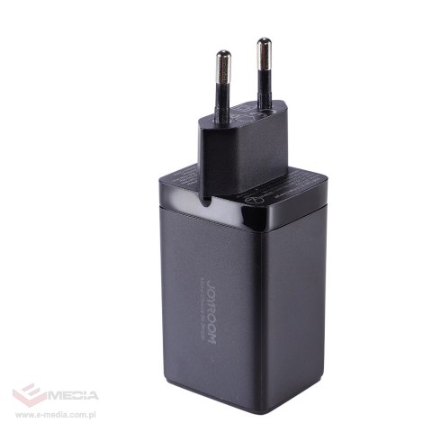 Joyroom szybka ładowarka GaN 65W USB-A, 2x USB-C czarna + kabel USB-C - USB-C 100W 1.2m (TCG01)