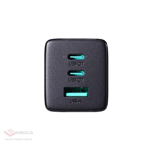 Joyroom szybka ładowarka GaN 65W USB-A, 2x USB-C czarna + kabel USB-C - USB-C 100W 1.2m (TCG01)