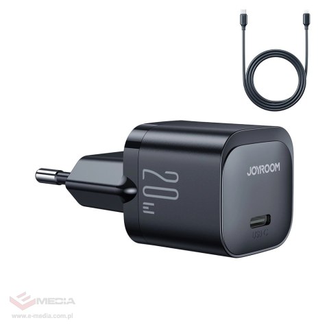 Mini ładowarka USB C 20W PD z kablem USB C - Lightning Joyroom JR-TCF02 - czarna