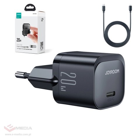 Mini ładowarka USB C 20W PD z kablem USB C - Lightning Joyroom JR-TCF02 - czarna