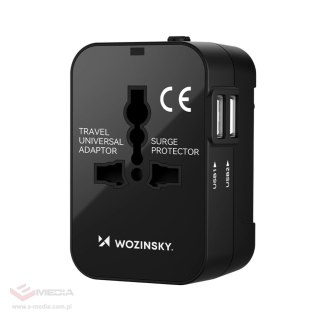 Adapter podróżny Wozinsky WUTWC uniwersalny 24W UE / US / AUS / UK / 2x USB-A - czarny