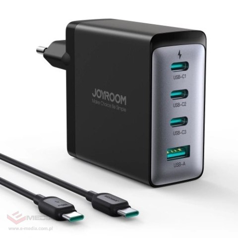 Ładowarka GaN Joyroom JR-TCG04EU 100W 3x USB-C USB-A + kabel USB-C / USB-C 100W - czarna