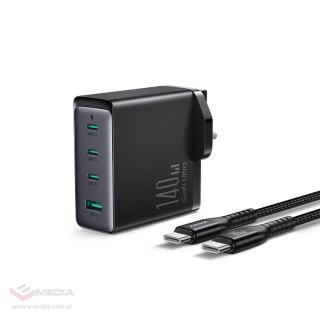 Ładowarka GaN UK Joyroom JR-TCG05UK 140W 3x USB-C USB-A + kabel USB-C / USB-C 240W 1.2m