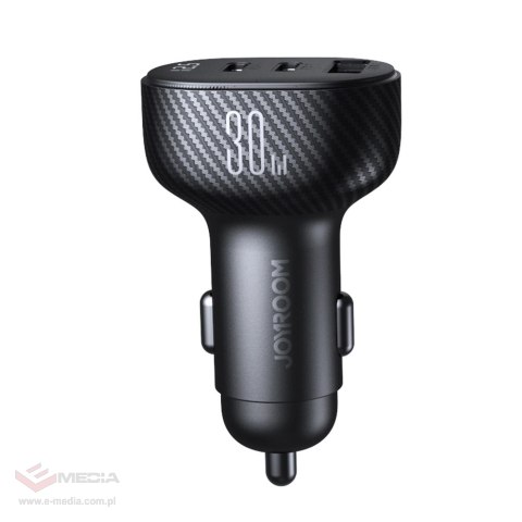 Ładowarka samochodowa Joyroom JR-CCD04 30W 2x USB-C USB-A z wyświetlaczem - czarna