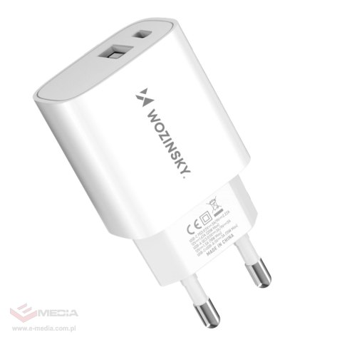 Ładowarka sieciowa Wozinsky WGWCW USB-A USB-C 20W - biała