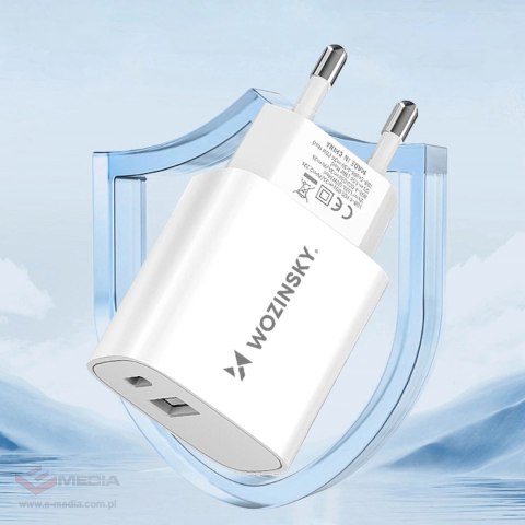 Ładowarka sieciowa Wozinsky WGWCW USB-A USB-C 20W - biała