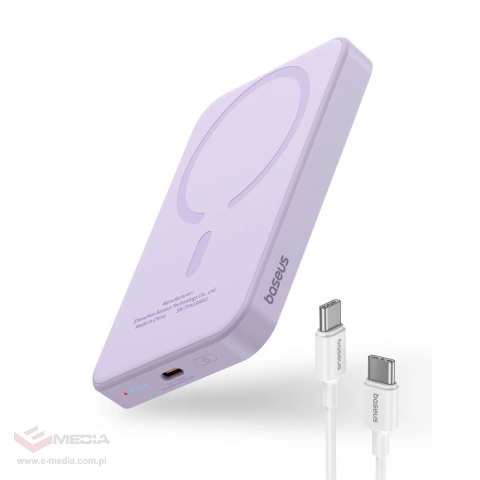 Mini powerbank Baseus 5000mAh 20W + kabel USB-C (20V/3A) - fioletowy