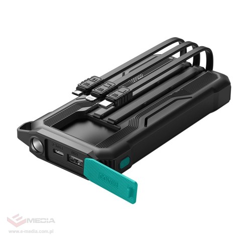 Powerbank 10000mAh Joyroom JR-L016 z wbudowanymi kablami USB-C/micro USB/Lightning - czarny