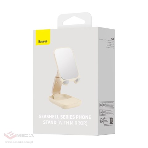Regulowany stojak na telefon z lusterkiem Baseus Seashell Series - beżowy