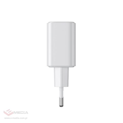 Szybka dwuportowa ładowarka sieciowa 20W USB-C / USB-A Joyroom JR-TCF05 - biała + kabel USB-C - Lightning 1m