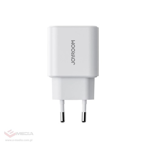 Szybka dwuportowa ładowarka sieciowa 20W USB-C / USB-A Joyroom JR-TCF05 - biała + kabel USB-C - Lightning 1m