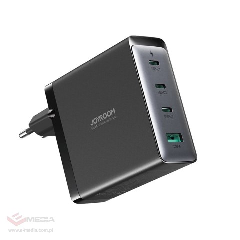 Szybka ładowarka sieciowa GaN 140W 3 x USB-C / USB-A Joyroom JR-TCG05EU - czarna + kabel USB-C - USB-C 240W 1.2m