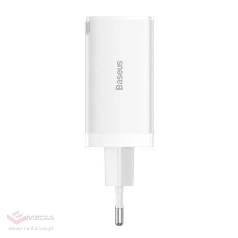 Szybka ładowarka sieciowa GaN 2xUSB C 1xUSB 65W Baseus GaN5 Pro + kabel USB C - USB C 100W - biała