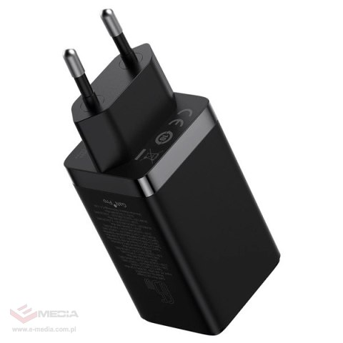 Szybka ładowarka sieciowa GaN 2xUSB C 1xUSB 65W Baseus GaN5 Pro + kabel USB C - USB C 100W - czarna