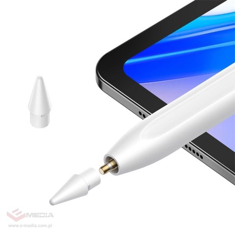 Aktywny rysik stylus Baseus Smooth Writing 2 ze wskaźnikiem LED + kabel USB-C / wymienna końcówka - biały