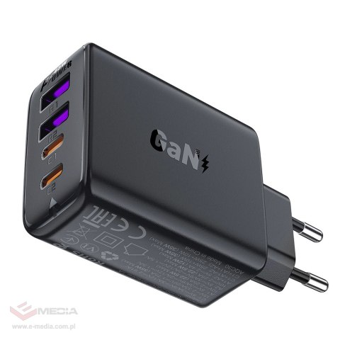 Ładowarka Acefast A61 PD 45W GaN 2 x USB-C + 2 x USB-A z 4 portami - czarna