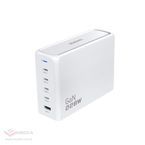 Ładowarka Dudao A228EU GaN 1x USB-A 4x USB-C PD 228W - biała